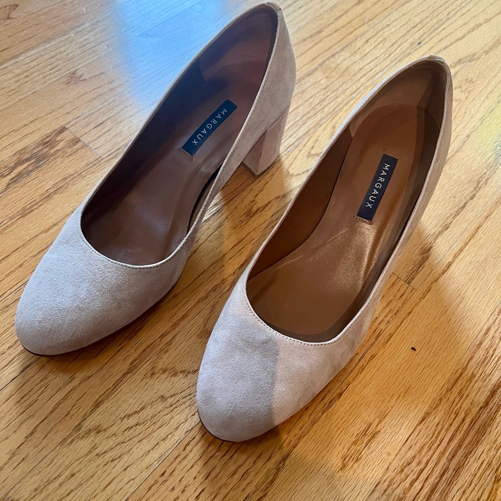 Margaux Women's Elegant Beige Block Heels